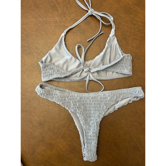 Zaful Gray 2 Piece Ribbed Bikini Women's Medium - Picture 4 of 5